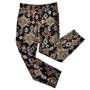 Zara Womens Size M Slim Straight Leg Southwestern Ethnic Printed Cropped Pants